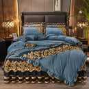 The Sovereign crystal velvet bedding set — Steel Blue