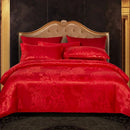 The Belvedere Scarlet Red jacquard satin duvet set