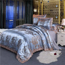The Castellane jacquard lace bedding set — Sapphire Silver