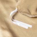 Corner tie detail of the silk duvet cover