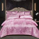The Belvedere Rose Pink jacquard satin duvet set