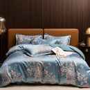 The Belvedere Dusty Blue jacquard satin duvet set