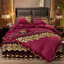 The Sovereign crystal velvet bedding set — Burgundy Wine