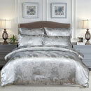 The Versailles Silver Grey satin jacquard duvet set