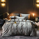 The Soleine silky satin duvet set — Silver Grey