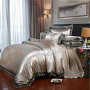 The Castellane jacquard lace bedding set — Champagne Silver