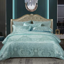 The Belvedere Mint Jade jacquard satin duvet set