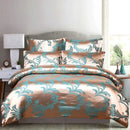 The Versailles Copper Teal satin jacquard duvet set