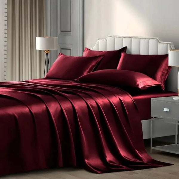 The Valois — 6-Piece Silky Satin Sheet Set with Deep-Pocket Fitted Sheet