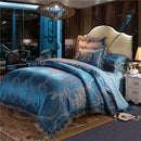 The Castellane jacquard lace bedding set — Peacock Blue
