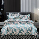 The Belvedere Lagoon Teal jacquard satin duvet set