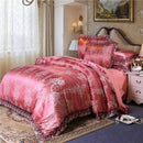The Castellane jacquard lace bedding set — Coral Pink