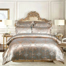 The Versailles Taupe Gold satin jacquard duvet set