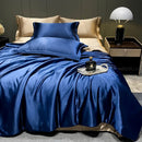 The Soleine silky satin duvet set — Navy Blue