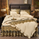 The Sovereign crystal velvet bedding set — Pearl Cream