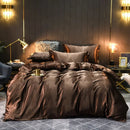 The Soleine silky satin duvet set — Chocolate Brown