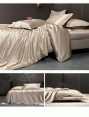 The Lumière — Solid Satin-Silk 4-Piece Duvet Cover Set