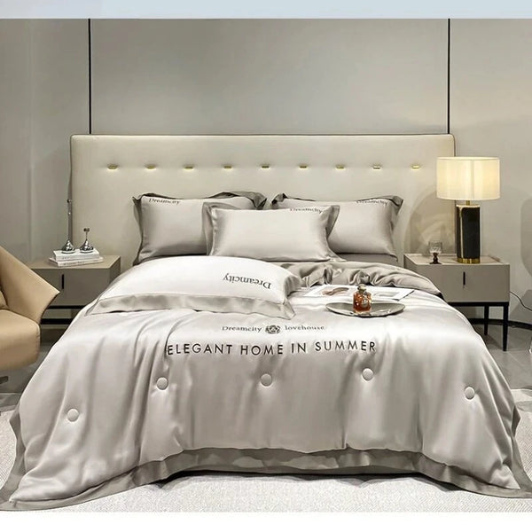The Solène — Cooling Washed Ice-Silk Summer Quilt Set