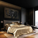 The Dauphine champagne gold silk duvet cover lifestyle