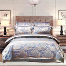 The Versailles Sky Blue satin jacquard duvet set