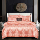 The Belvedere Coral Blush jacquard satin duvet set