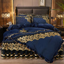 The Sovereign crystal velvet bedding set — Navy Blue