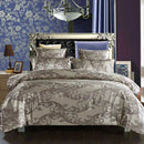 The Versailles Platinum Silver satin jacquard duvet set