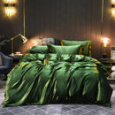 The Soleine silky satin duvet set — Forest Green