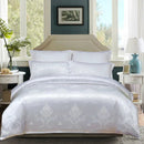 The Versailles Pearl White satin jacquard duvet set