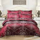 The Versailles Burgundy Wine satin jacquard duvet set