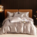 The Belvedere Rose Taupe jacquard satin duvet set