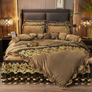 The Sovereign crystal velvet bedding set — Mocha Taupe