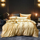 The Soleine silky satin duvet set — Champagne Beige