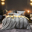 The Soleine silky satin duvet set — Dove Grey